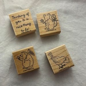 4 Vintage 2002 thinking of you stampin up stamps a bird, mouse, porcupine